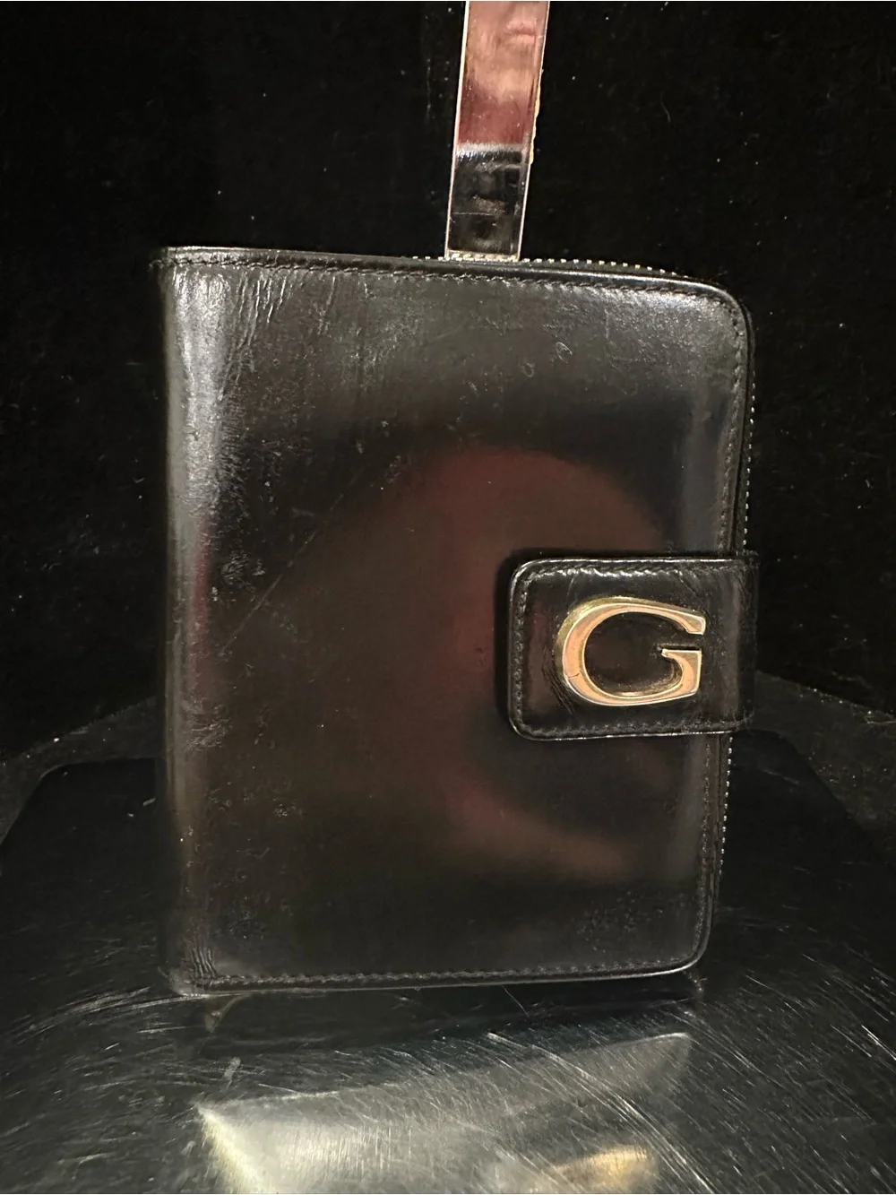 Gucci #252 VINTAGE Leather Compact Wallet Stunning Red Interior